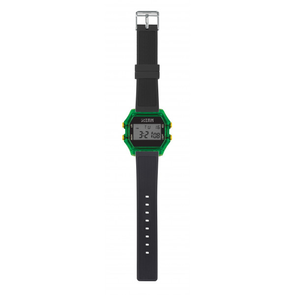 IAM Large green case with black face with black silicone strap